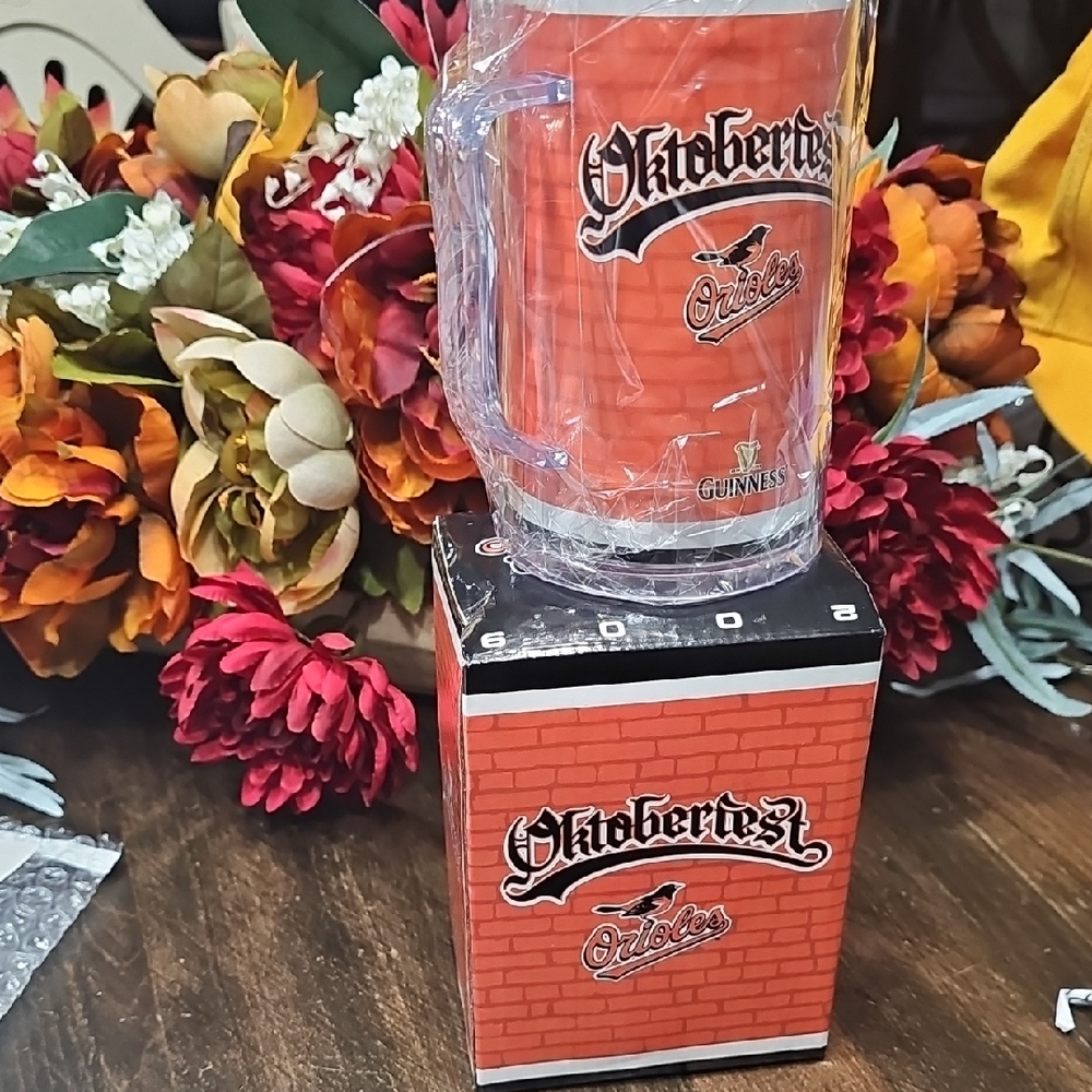 Guinness Oktoberfest Red Mug with Faux Florals